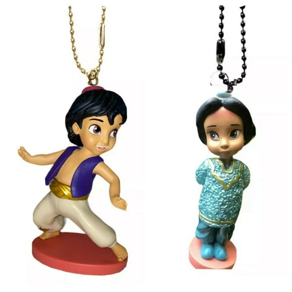Princess Jasmine & Aladdin Set Toddler Baby Animator Keychain Dangler Figure Pvc New