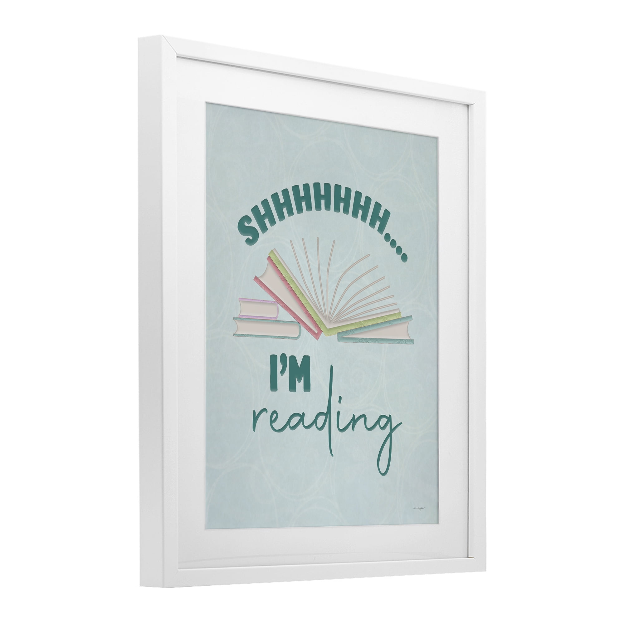Stupell Industries Shhh I'm Reading White Framed Print Under Glass, design by Seven Trees Design