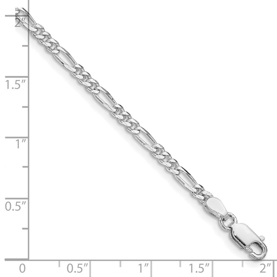 925 Sterling Silver Rhodium Plated 2.85mm Figaro Chain Anklet 10 Inch Anklet for Women and Men