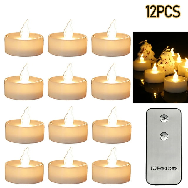 12PCS Flameless LED Votive Candles with Remote Control Flickering Tea