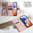 thumbnail image 4 of Dteck Zipper Wallet Crossbody Strap Case for Google Pixel 7 Pro,Magnetic Leather Card Slots Cash Pocket Case Shockproof Kickstand Cover with Shoulder & Wrist Strap,Rosegold, 4 of 7