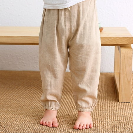 

children s clothing on sale Kids Toddler Boy Girl Cotton Linen Summer Pants Solid Color Casual Pants With Drawstring