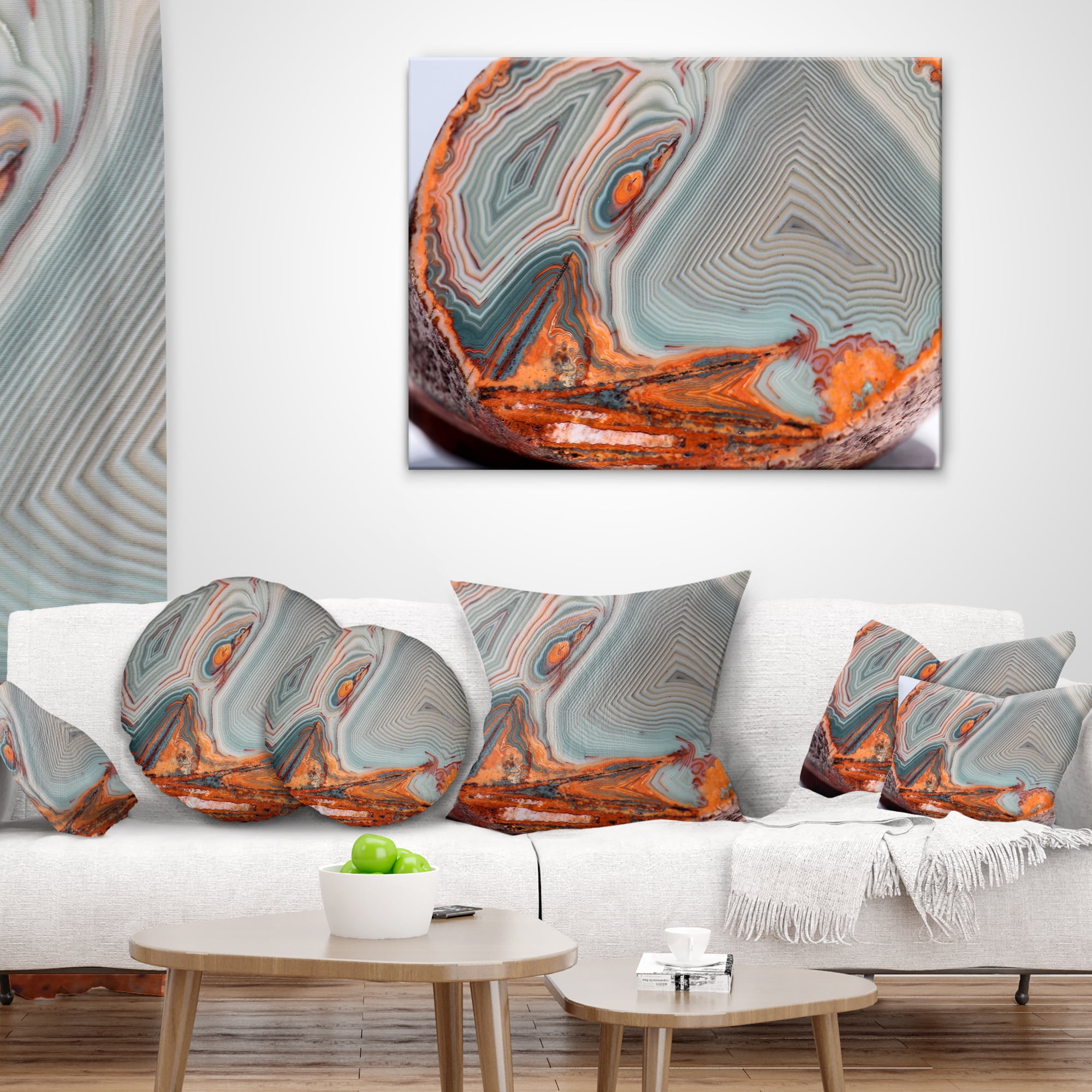 Designart Beautiful Lake Superior Agate - Abstract Throw Pillow - 12x20