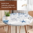 thumbnail image 6 of Blue Coastal Fitted Tablecloth with Elastic Edged,Round Table Cloth for Dining Table,Summer Eucalyptus Leaves Beach Ocean Starfish Nautical Waterproof Table Cover for Indoor Outdoor 55"-60", 6 of 9