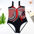 thumbnail image 4 of GZWYHT Maillots de Bain une Pièce pour Femmes Maillot de Bain Femme Femme Dos Nu Imprimé Tenue de Plage Maillot de Bain une Pièce Ensemble Bikini Maillots de Bain pour Femmes aux Formes Maillot de Bain pour Femme Rouge TG, 4 of 5