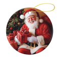 thumbnail image 1 of Christmas Ceramic Ornament Xmas Holiday Circle Ornament Red Christmas Santa Claus Christmas Tree Decorations Holiday Present Round Porcelain Ornament Personalized Xmas Tree Ornament, 1 of 1