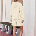 thumbnail image 5 of NMMUED Sweat Set for Women Athleisure Sets Women Sweat Shorts Sets Track Suits for Women Set Oversized Casual Fleece Hoodie Sets, Beige XXXL, 5 of 7