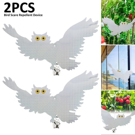 THRENS Bird Scare Repellent Device Reflective Hanging Owl Pest Repellent Control Woodpecker Deterrent Scare and Frighten Pigeons Seagulls Pests to Protect Flowers and Garden (2 pack)