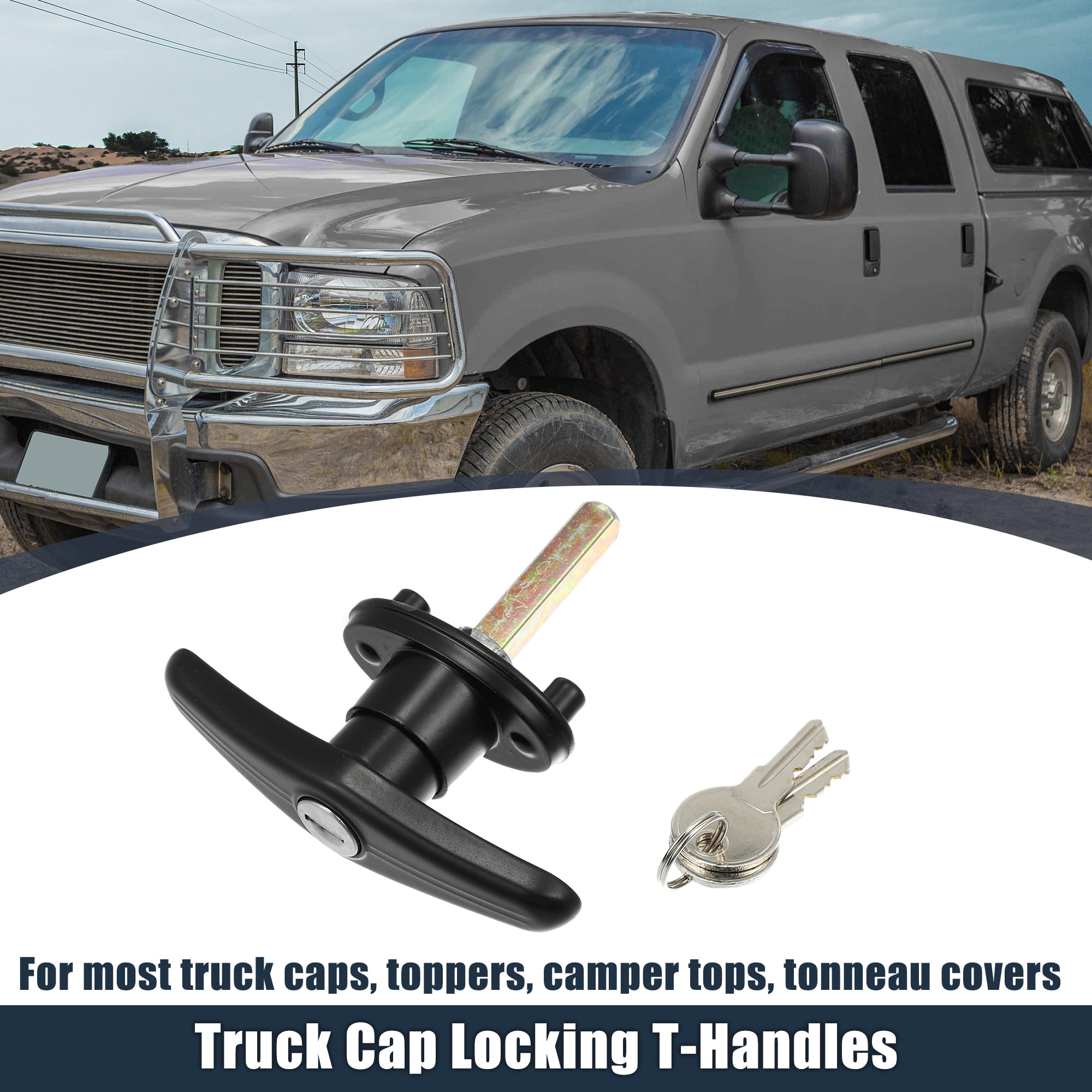Unique Bargains Truck Cap Locking T-Handles for Pickup Truck Cap Camper Shell 2 Keys 1 Set