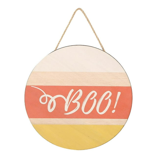 Letrero de bienvenida de Halloween compatible con la decoración de la puerta de entrada, corona de madera redonda para colgar en la pared compatible con la fiesta navideña