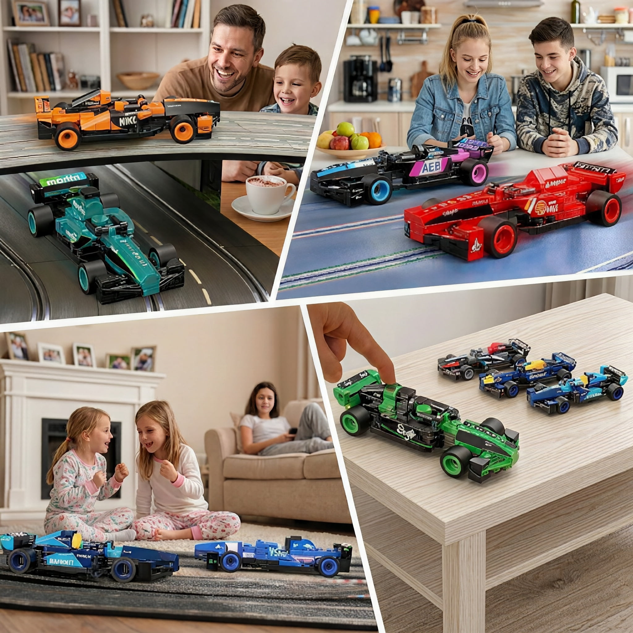 F1 Racing Car Building Blocks Set, 732 Pieces 10-in-1 Formula Car Bricks Kit, DIY Model Toy for Kids 6+, Creative STEM Building Set for Boys and Girls - Non-Electric