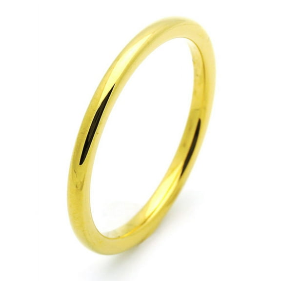 2MM Comfort Fit Tungsten Carbide Wedding Band High Polish Gold Tone Thin Classic Ring (7 to 15) Size 9