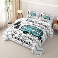 thumbnail image 3 of Erosebridal Happy Camping Camper Twin Quilt Set, Gray Wave Stripe Twin Coverlet Set, 2-Piece 1 Bedspread and 1 Pillowcase, 3 of 7