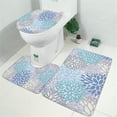 thumbnail image 2 of Blue Floral Leaf Pattern Bathroom Rugs Sets 3 Piece,Toilet Cover Set,Absorbent Non Slip Bathroom Mats Sets with U-Shaped Contour Rug Toilet Rug Set, 2 of 5