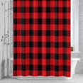 thumbnail image 3 of Red Black Buffalo Plaid Shower Curtain for Bathroom Decor, Square Waterproof Fabric Shower Curtain, 72"x78" Set with 12 Hooks, 3 of 9