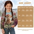 thumbnail image 7 of Xixirimido Highland Cow Colorful Floral Pattern Girls Casual T-Shirt Crew Neck Tunic Tops Long Sleeve Loose Fit Soft Blouse Tie-hem Tees for Fall Winter, Size 11-12, 7 of 7