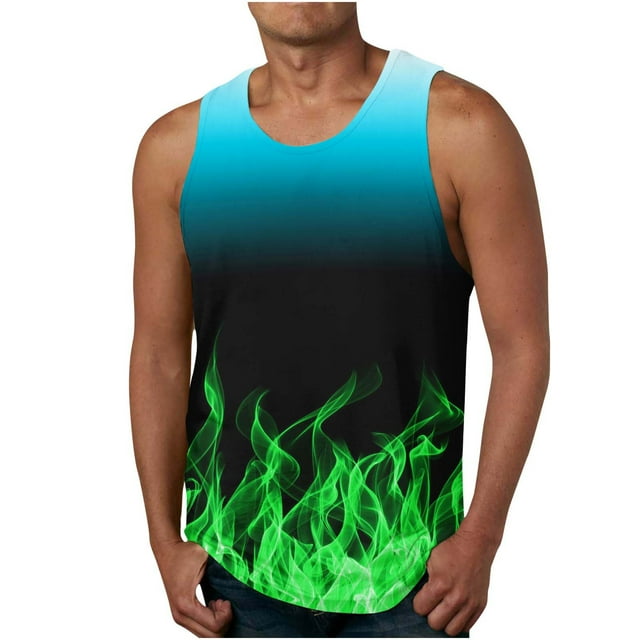 Hombres Casual Gradación Impresión Suéter Cuello Redondo Tanque Deportivo
