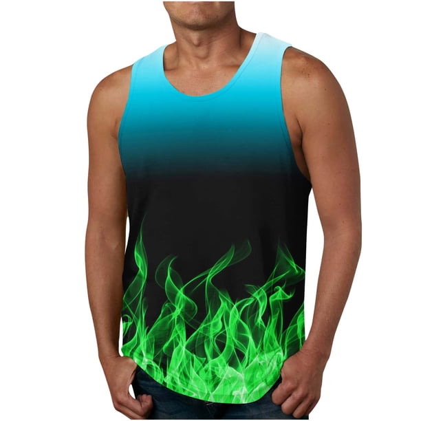 Hombres Casual Gradación Impresión Suéter Cuello Redondo Tanque Deportivo