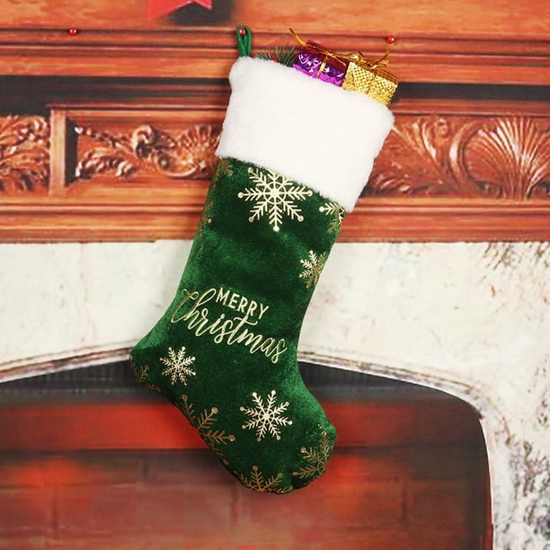 Xihbxyly Calcetín Navideño con Diseño de Huella de Perro Bordada, Bolsa de Regalo con Copos de Nieve Rojos, Decoración Navideña Tradicional, Decoración Festiva para El Hogar, Perfecto para Navidad, T