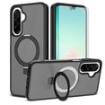 thumbnail image 1 of Asuwish Phone Case for Samsung Galaxy A16 A26 A17 5G/4G Tempered Glass Screen Protector Magnetic Folding Stand Frosted Translucent Rugged Shockproof Protective Cell Cover A 16 26 16A Women Men Black, 1 of 7