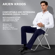 Mens Stretch Dress Pants Flat Front Business Casual Pants Classic Fit Lightweight, Navy Blue