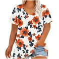 thumbnail image 2 of Plus Size 4X Women's Summer Short Sleeve Tops Under $10 Free Shipping Casual Loose Flower Print Blouses, 2 of 5