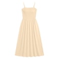 thumbnail image 3 of ClodeEU Women's Square Neck Spaghetti Strap Midi Dress,Casual A Line Flowy Dress with Pockets Beige,Women's Plus L, 3 of 5