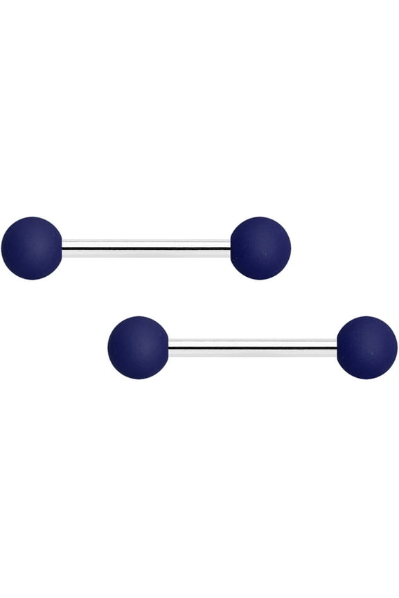 14G Womens Nipplerings Piercing Steel 2Pc Navy Blue Soft Finish Sign Nipple Ring Set 9/16"