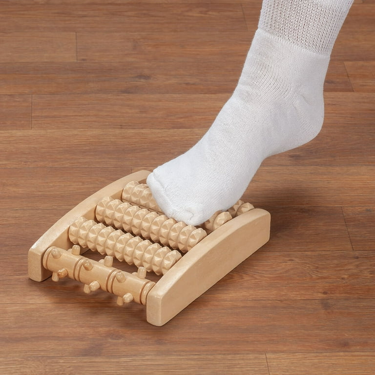 Wooden Roller Foot Massager, 100% Wood, Targets Pressure Points