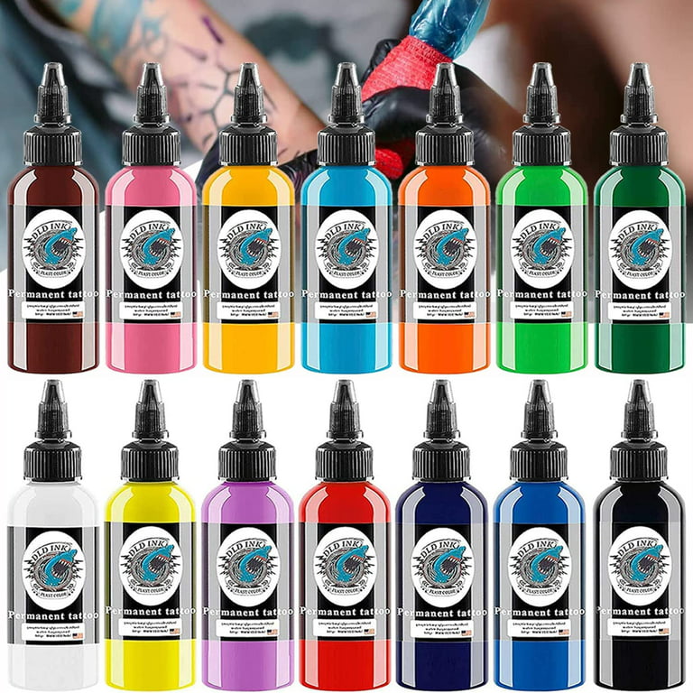 DLD Tattoo Color Set Professional 14 Colors 30ml per Bottle Black Red White  Tattoos Ink Stick and Poke Body Colors Permanent Make Up Microblading