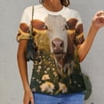 thumbnail image 6 of Farmhouse Highland Cow Funny Cattle And Flower Women's T-Shirt Short Sleeve T Shirts Tops Tee Ladies Loose T, 6 of 6