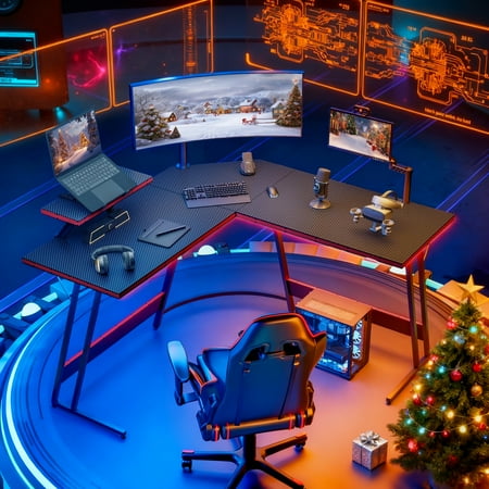 Condition photo showing New/Like New for Homall L-Shaped Gaming Desk 51.2 Inches Corner Office Desk with Removable Monitor Riser Black