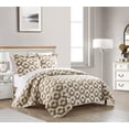 thumbnail image 2 of Chic Home Arthur 5 Piece Quilt Set Contemporary Geometric Hexagon Pattern Print Design Bed In A Bag Bedding - Sheets Pillowcase Pillow Sham Included, Twin, Beige, 2 of 2