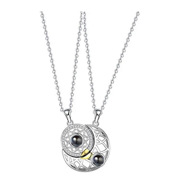 2 Pcs Necklace Boyfriend Couple Clavicle Chain Love Matching Necklaces Relationship Necklace