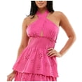 thumbnail image 2 of Speechless Junior's Eyelet Crisscross Halter Dress Pink Size Large, 2 of 3