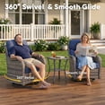 thumbnail image 3 of POCASSY 3PCS Outdoor Swivel Chair Set with Side Table, All Weather Wicker Patio Swivel Chairs with 2-tier Side Table for Porch Garden Balcony - Blue, 3 of 18
