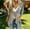 Light Blue, variant on Women Patchwork Floral Print Chiffon Boho Kimono Cardigan Open Front Tie Knot Front Ruffle Asymmetric Hem Blouse Top Black L