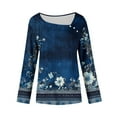 thumbnail image 5 of cocolona Womens Long Sleeve Shirts Asymmetrical Neck Button Tops Dressy Casual Floral Print Blouses Fall Clothes, 5 of 7