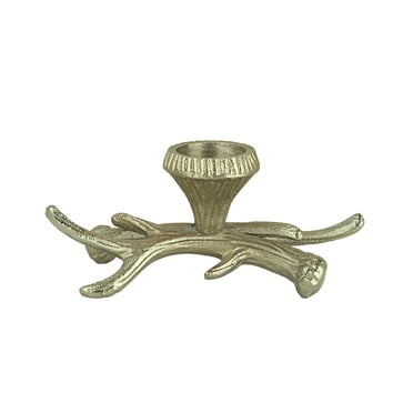 Aspen Creative 16401-11, Antique Brass Branch Shape Aluminum Solid Candle Holder, Table Decorative Candle Stand for Dinning, Home Decor, 8" L x 3-1/2" W x 3-1/2" H