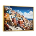 thumbnail image 2 of Designart "Cityscape Popart Colorful Santorini painting II" Santorini Floater Framed Canvas Art Print, 2 of 7
