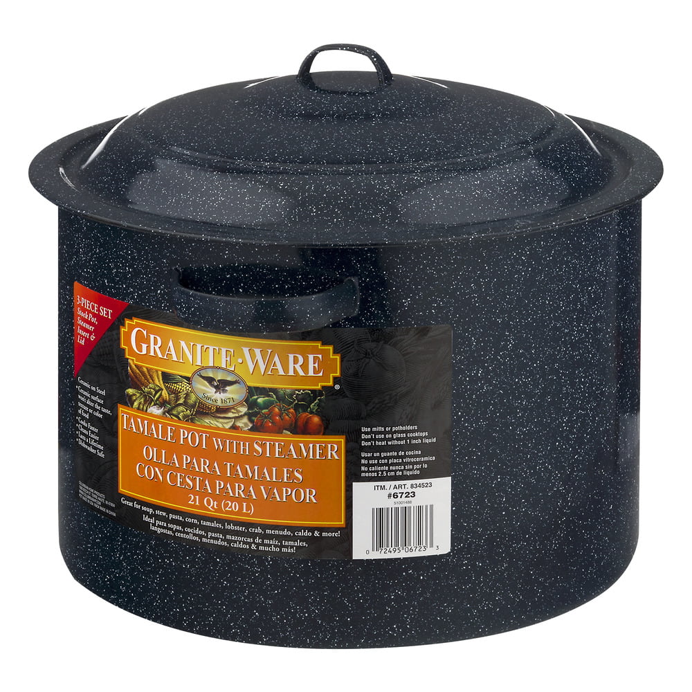 15.5-Quart Granite Ware Tamale Pot with Steamer Insert 
