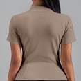 thumbnail image 4 of LEKWK Athletic Jacket Women Short Sleeve Stand Collar Workout Tops Slim Fit Full Zip Stretchy Comfy Solid Shirt Summer Fashion Casual Running Yoga Outfits, 4 of 4