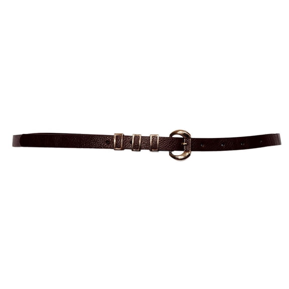 eVogues Plus Size Leatherette Belt with Gold Buckle Brown