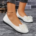 thumbnail image 2 of White Bow Detail Slip-On Flats For Women Round Toe Closed Toe Breathable Shallow Mouth Comfortable Casual Wear Pu Upper, 2 of 9