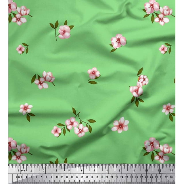 Soimoi Velvet Fabric Leaves & Floral Artistic Decor Fabric Printed Yard 58 Inch Wide