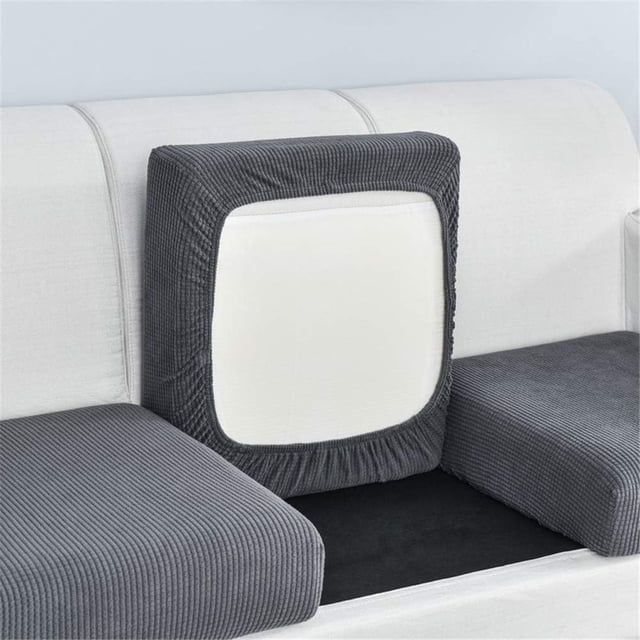 Funda de cojín para sofá, funda de cojín, funda de asiento elástica de rejilla antideslizante, funda para muebles, ancho 65-90 cm, largo 95-135 cm (gris oscuro, 2 plazas) | JUNJUN
