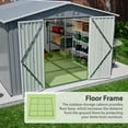 thumbnail image 2 of LZBEITEM 10 x 10 ft Outdoor Storage Shed with Floor Frame Kit, Galvanized Steel Garden Sheds, Garden Tool Shed with Double Lockable Doors for Backyard Patio Lawn, Grey, 2 of 9