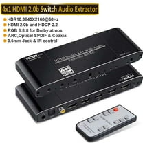 AUBEAMTO HDMI Switch 4x1, HDMI Switch 4 in 1 Out, 4K@60Hz HDMI Switcher 4 Port with Audio Extractor Support HDCP 2.2, HDMI 2.0b, HDR Compatible for Fire TV, STB, DVD, Blu-Ray Player, PS4 Etc