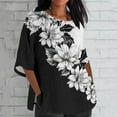 thumbnail image 1 of Chemises pour Femmes Habillées Décontractées, Chemises à Manches 3/4 pour Femmes, Tuniques à Manches Courtes Grande Taille pour Femmes, Chemise Ample en Coton Imprimé Boho à Manches 3/4 Mode Décontractée pour Femmes, 1 of 5
