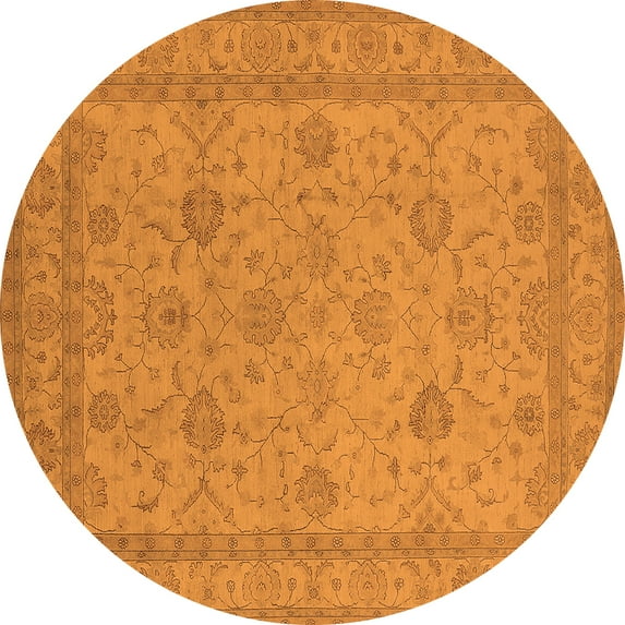 Ahgly Company Indoor Round Oriental Orange Traditional Area Rugs, 7' Round